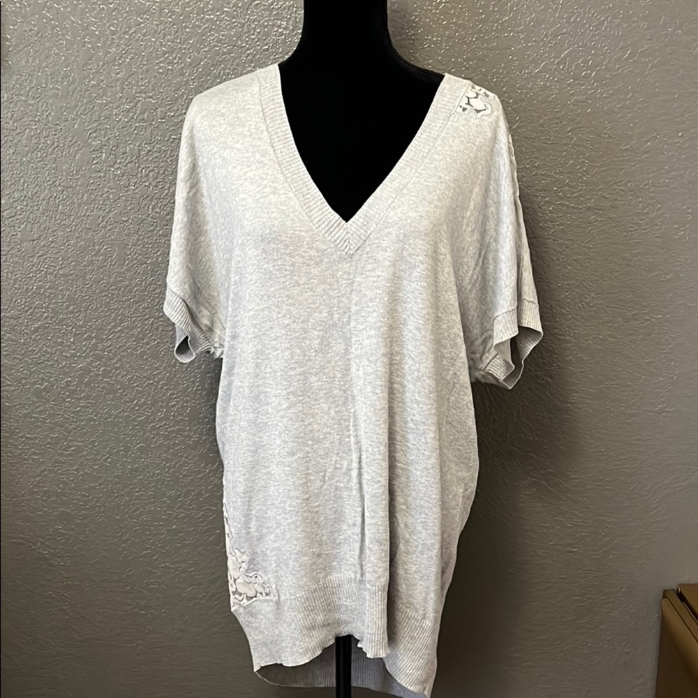 Chico's Grey Dolman Sleeve Blouse Relaxed Fit